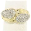 Image 1 : 14k Yellow Gold 0.75 ctw Pave Round E VS Diamond Cluster Puffed Band Bypass Ring