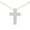 Image 1 : 14K White Gold 0.51 ctw Micro Pave Diamond Cross Pendant w/ 18" Cable Link Chain