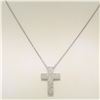 Image 2 : 14K White Gold 0.51 ctw Micro Pave Diamond Cross Pendant w/ 18" Cable Link Chain