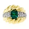 Vintage 18kt Gold 2.29 ctw GIA Certified Colombian Emerald and Diamond Cocktail