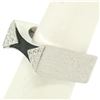 Image 7 : 14K White Gold 0.30 ctw Diamond & Black Enamel Stone Finished Squared Band Ring
