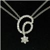 Image 1 : 18K White Gold 1.15 ctw F VS2 Diamond Cluster Star Double Cable Chain Necklace