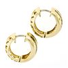 Image 4 : 14K Yellow Gold 1.10 ctw 3 Row Channel Baguette Cut Diamond Hoop Huggie Earrings