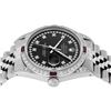 Image 4 : Rolex Mens SS Black String Diamond Lugs & Ruby Oyster Perpetaul Datejust