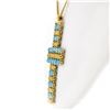 Image 5 : 18k Yellow Gold  Flexible Movable Turquoise Bead Cross Pendant Chain