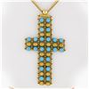 Image 7 : 18k Yellow Gold  Flexible Movable Turquoise Bead Cross Pendant Chain