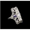 Image 1 : 0.59 ctw Diamond and Sapphire Ring - Platinum