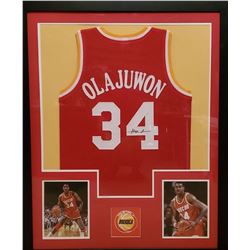 HAKEEM OLAJUWON AUTOGRAPHED & FRAMED HOUSTON ROCKETS JERSEY (JSA COA)