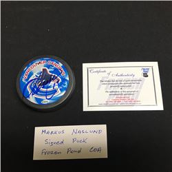 MARKUS NASLUND SIGNED CANUCKS PUCK (FROZEN POND COA)