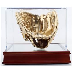 Pete Rose Signed Rawlings Mini Gold Baseball Glove Inscribed "2x G.G." with Display Case (PSA COA)