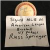 Image 2 : RUSS SPRINGER SIGNED AMERICAN LEAGUE BASEBALL NEW YORK YANKEES