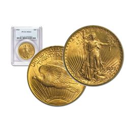 1922 MS 62 PCGS $20 Gold Saint Gaudens