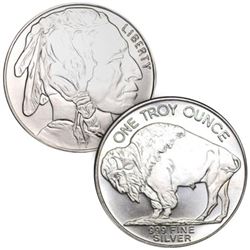 1 Troy Ounce .999 Pure Silver Buffalo Design Round