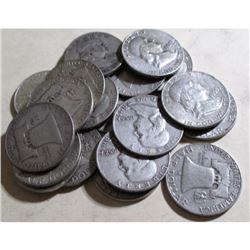 20 pcs. Franklin Half Dollars 90% Silver
