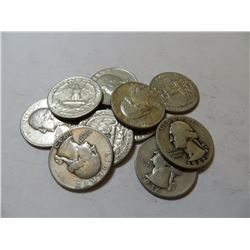 10 pcs. 90% Silver Washington Quarters