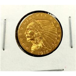 1915 $2.5 Gold Indian in 2x2 XF AU