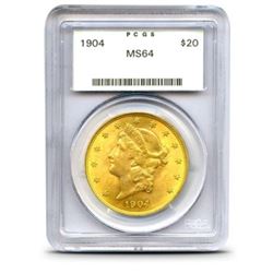 1904 MS 64 PCGS $20 Gold Liberty Coin