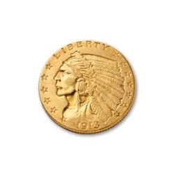 1913 $2.5 Gold Indian XF AU Grade