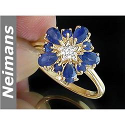 Certified 1.75 ct Aquamarine & White Sapphire Ring 14kt