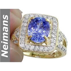 Mens 1.25ct Blue Diamond, Sapphire & White Diamond Ring