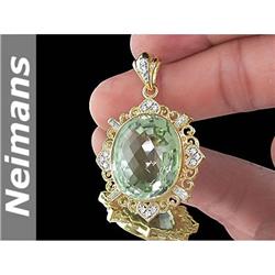 Gem Quality 4.00 ct Green Tourmaline & Diamond Ring 14k