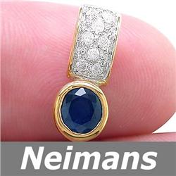 Antique 3.25 ct Blue Topaz & Sapphire Ring 14kt Gold