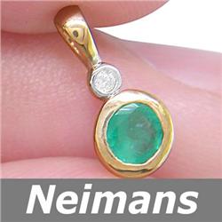 Certified 1.75 ct Emerald & VS Diamond Pendant 14K Gold