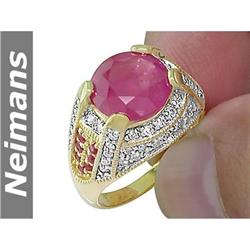 USGL Certified 8.25 ct Gem Ruby & Diamond Ring 14K Gold