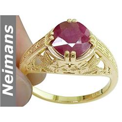 Antique 1.75 ct Pink Tourmaline & Diamond Ring 14K Gold