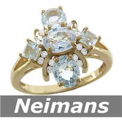 Antique 1.00 ct Certified Aquamarine & Diamond Ring 14K
