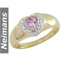 Vintage 3.50 ct Pink Sapphire & Diamond Ring 14kt Gold