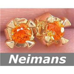 Certified .25 ct Orange Sapphire Stud Earrings 14k Gold