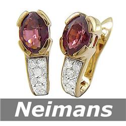 Neimans 1.75 ct Pink Tourmaline & Diamond Earrings 14kt
