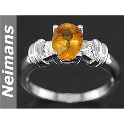 Gem Certified .25 ct Yellow Sapphire & Diamond Ring 14k