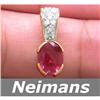 Image 1 : USGL Certified 1.75 ct Ruby & Diamond Pendant 14kt Gold