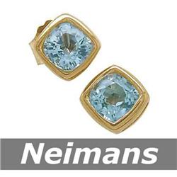 Neimans Certified 1.50 ct Blue Topaz Stud Earrings 14kt