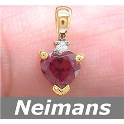 Certified .75 ct Red Spinel & Diamond Pendant 14kt Gold