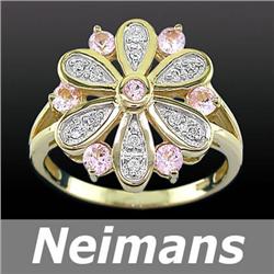 Vintage 1.00 ct Pink Sapphire & Diamond Ring 14kt Gold