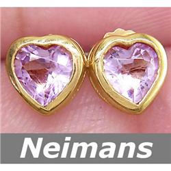 Certified 1.00 ct Gem Amethyst Stud Earrings 14kt Gold