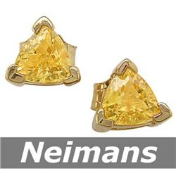 Gem Certified 1.00 ct Citrine Stud Earrings 14kt Gold