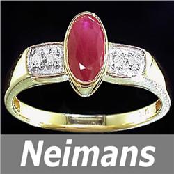 Neimans Certfied .75 ct Ruby & Diamond Ring 14kt Gold