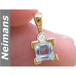 USGL Certified .50 ct Aquamarine & Diamond Pendant 14kt
