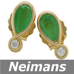 Certified .75 ct Emerald & Diamond Stud Earrings 14kt