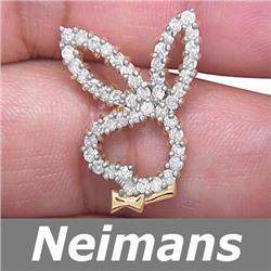 Certified 1.00 ct VS-F Diamond Playboy Pendant 14K Gold