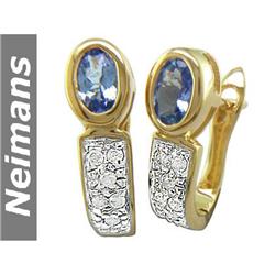 Certified .75 ct Tanzanite & Diamond Earrings 14kt Gold