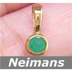 Gem Certified .50 ct Emerald Solitaire Pendant 14k Gold