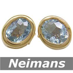 Gem Certified .75 ct Aquamarine Stud Earrings 14kt Gold
