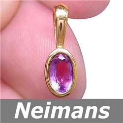 Certified .50 ct Amethyst Solitaire Pendant 14kt Gold