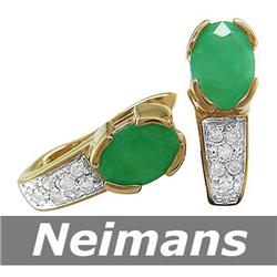 Certified 1.75 ct Emerald & Diamond Earrings 14kt Gold