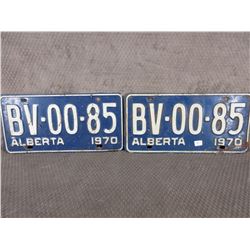 Set of 2 1970 Alberta License Plates